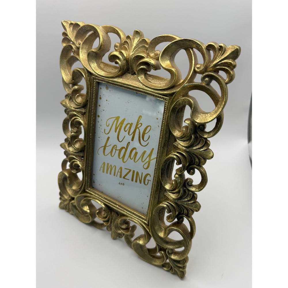 Restoration Hardware Gold Baroque Style 4x6 Picture Frame Tabletop‎ Decor - Picture 2 of 5